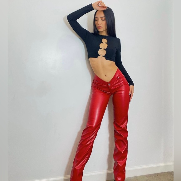 REVICE DENIM LEATHER VIPER PANTS - NEW - Picture 1 of 5